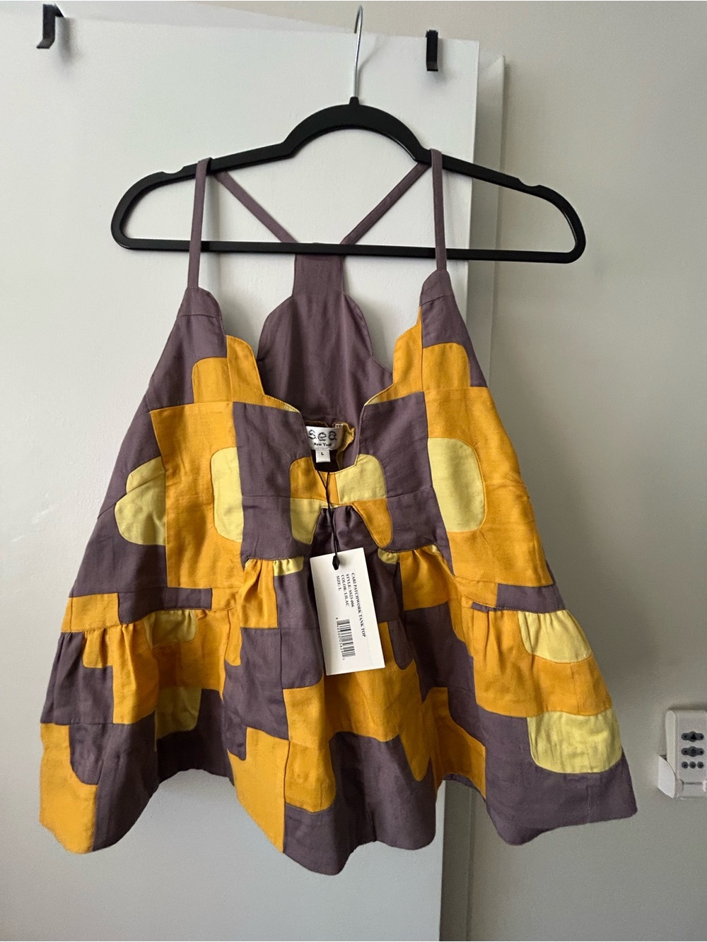 SEA New York Cari Patchwork Top in Lilac NWT size L